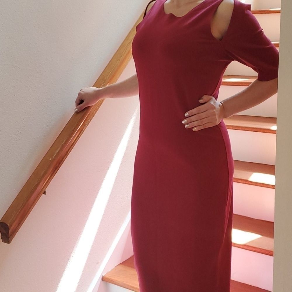 NWOT Fabletic Burgundy Body Con Cut Out Dress SZ 6-10.